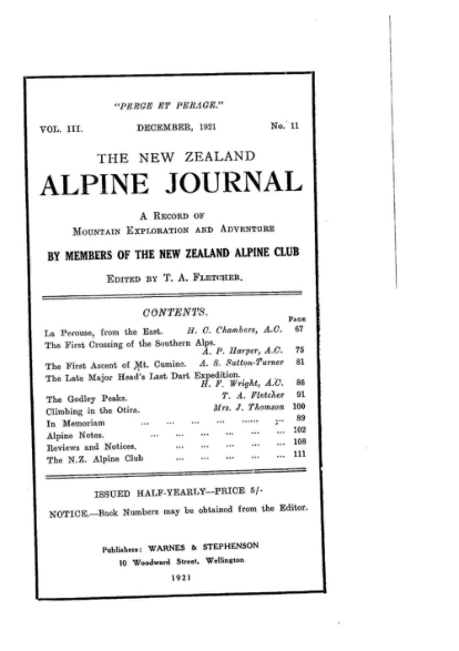 New Zealand Alpine Journal 1921 Vol 3 No 11 cover